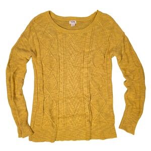Mossimo Supply Co Womens Mustard Yellow Textured Knit Pullover Sweater Small‎